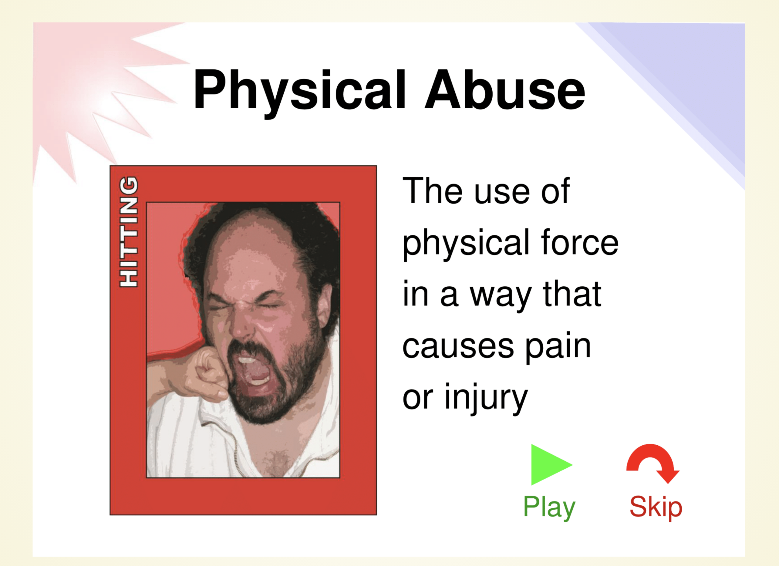 Physical abuse example